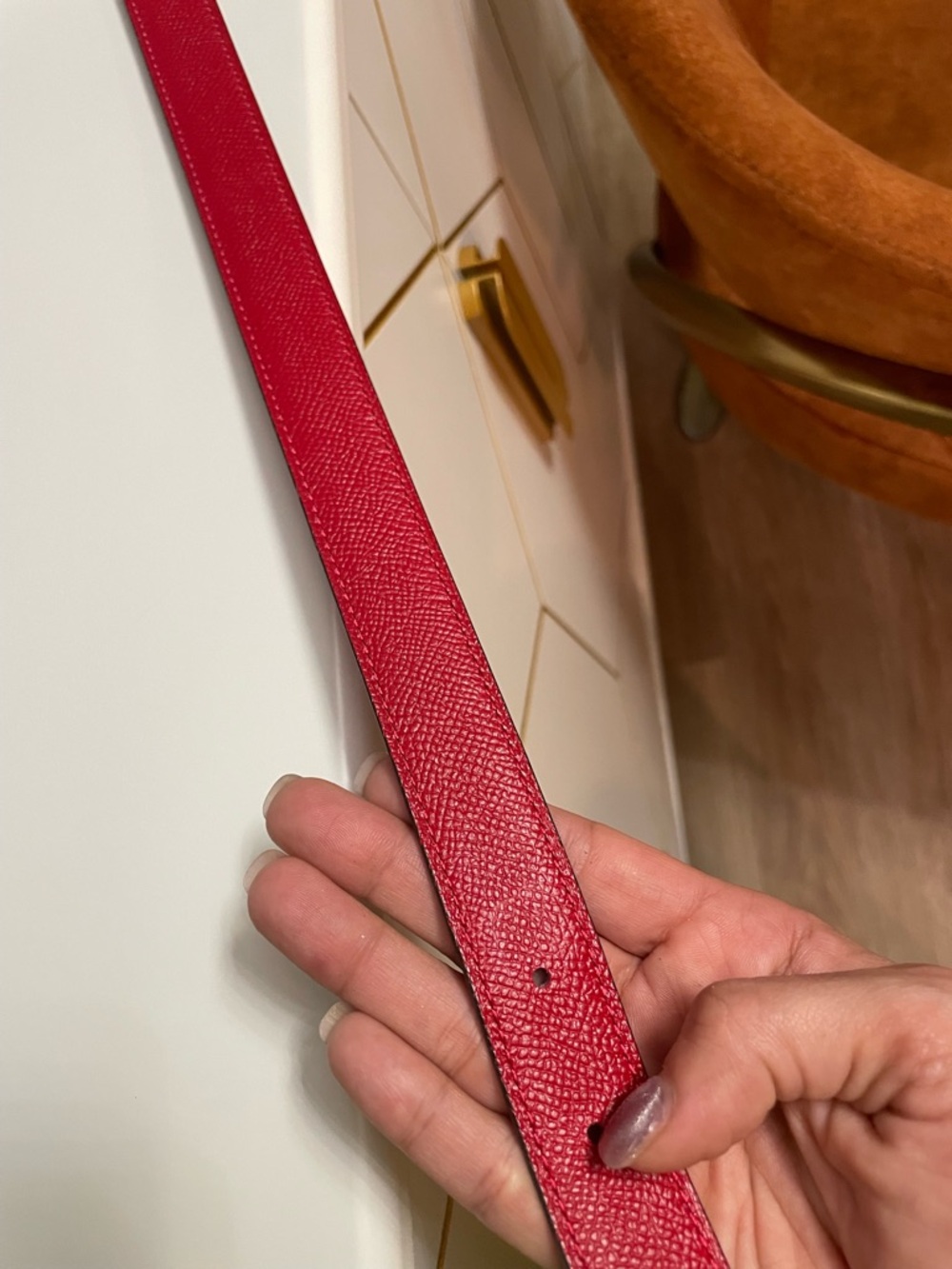 Hermes Red/plum duel sided Leather Belt - Picture 4 of 8